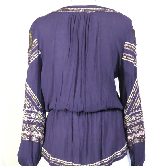 FREE PEOPLE PURPLE W/ EMBROIDERED DETAIL TOP - Picture 4 of 5
